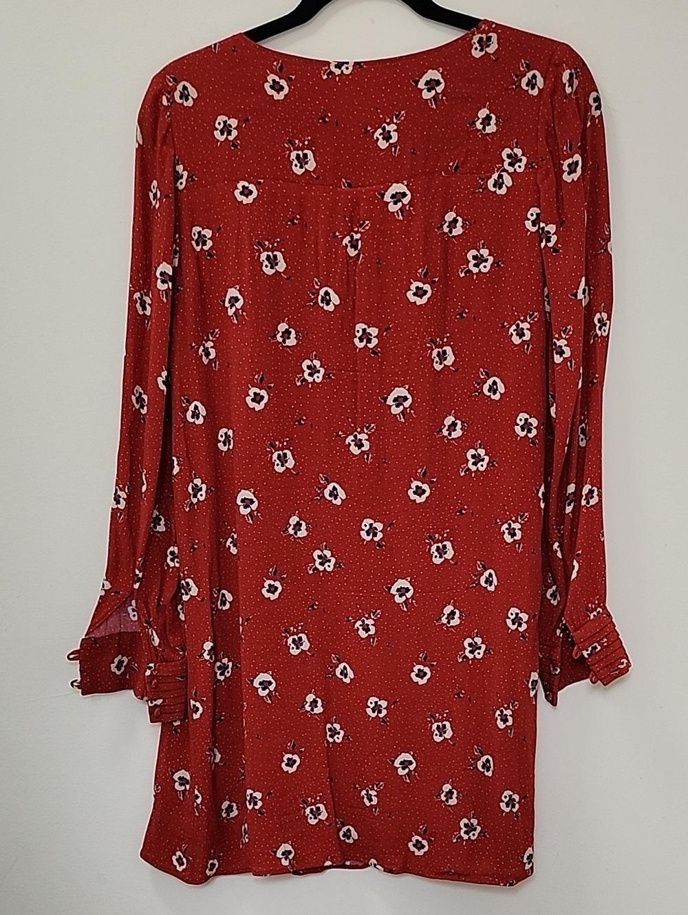 Sézane Joe dress in red floral print long sleeves button-front design Size 38/6 - Picture 13 of 16